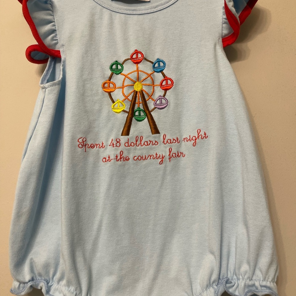 Light Blue Dress with Ferris Wheel Embroidery